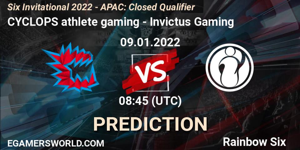 Prognoza CYCLOPS athlete gaming - Invictus Gaming. 09.01.2022 at 09:00, Rainbow Six, Six Invitational 2022 - APAC: Closed Qualifier