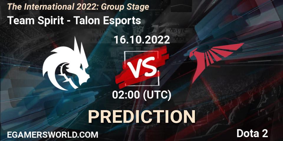 Prognoza Team Spirit - Talon Esports. 16.10.2022 at 02:02, Dota 2, The International 2022: Group Stage
