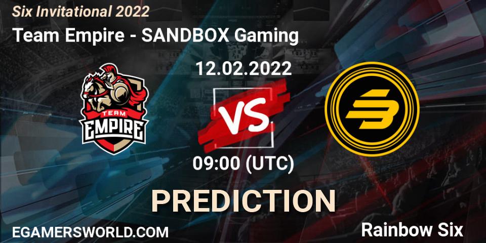 Prognoza Team Empire - SANDBOX Gaming. 12.02.22, Rainbow Six, Six Invitational 2022
