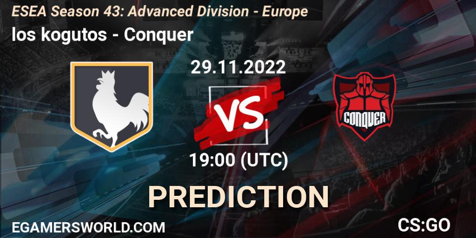 Prognoza los kogutos - Conquer. 29.11.22, CS2 (CS:GO), ESEA Season 43: Advanced Division - Europe
