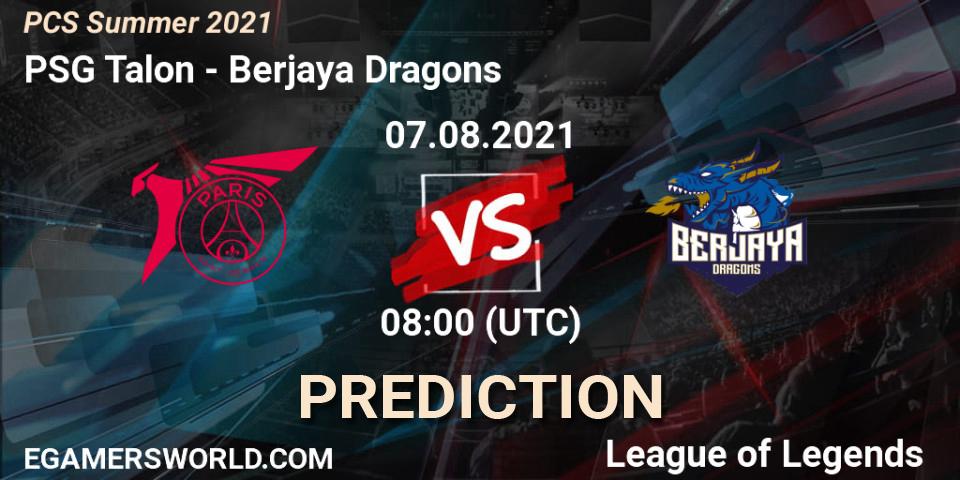 Prognoza PSG Talon - Berjaya Dragons. 07.08.2021 at 08:00, LoL, PCS Summer 2021