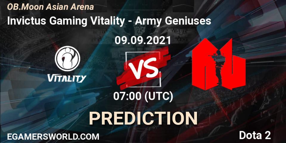Prognoza Invictus Gaming Vitality - Army Geniuses. 09.09.2021 at 07:12, Dota 2, OB.Moon Asian Arena