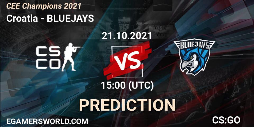 Prognoza Croatia - BLUEJAYS. 21.10.2021 at 15:00, Counter-Strike (CS2), CEE Champions 2021