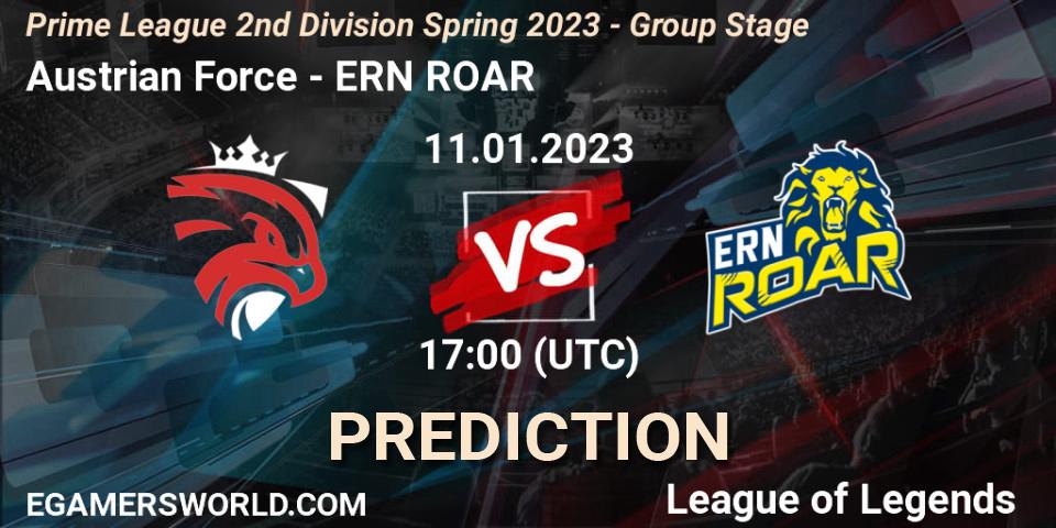 Prognoza Austrian Force - ERN ROAR. 11.01.2023 at 17:00, LoL, Prime League 2nd Division Spring 2023 - Group Stage
