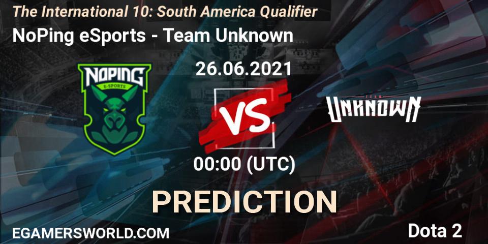 Prognoza NoPing eSports - Team Unknown. 25.06.2021 at 21:38, Dota 2, The International 10: South America Qualifier