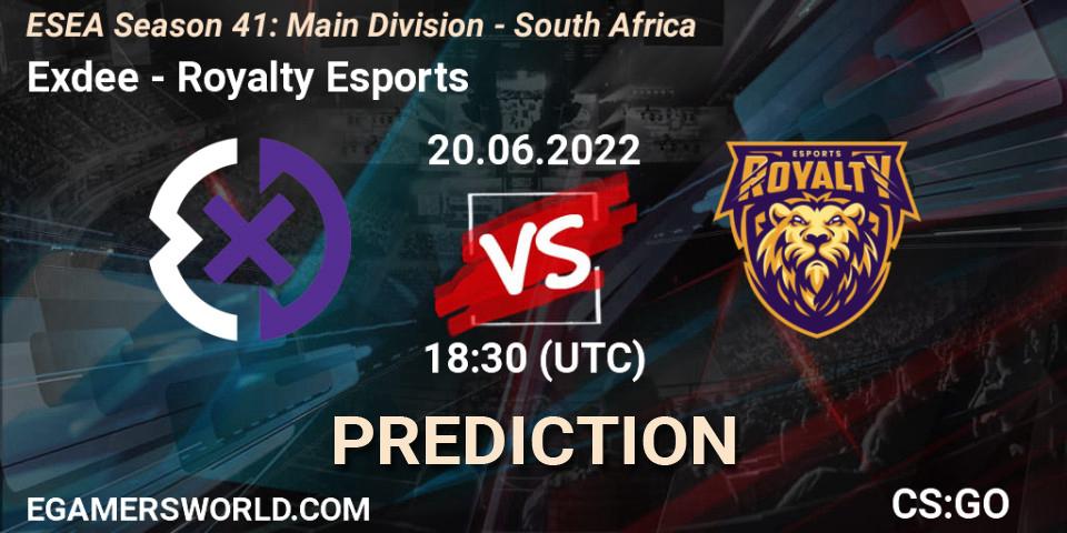 Prognoza Exdee - Royalty Esports. 24.06.22, CS2 (CS:GO), ESEA Season 41: Main Division - South Africa
