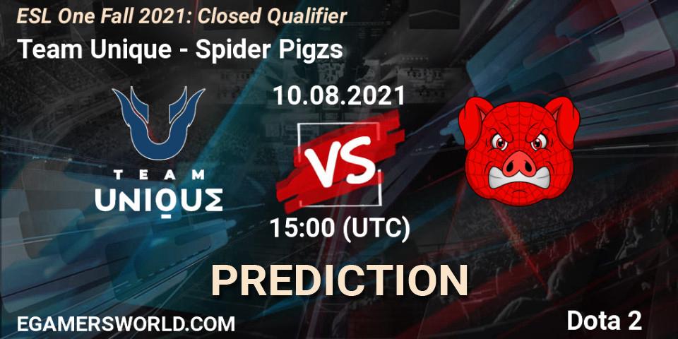 Prognoza Team Unique - Spider Pigzs. 10.08.2021 at 15:00, Dota 2, ESL One Fall 2021: Closed Qualifier