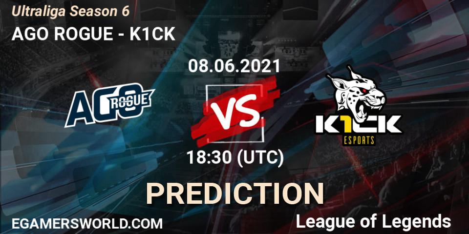 Prognoza AGO ROGUE - K1CK. 08.06.2021 at 19:00, LoL, Ultraliga Season 6