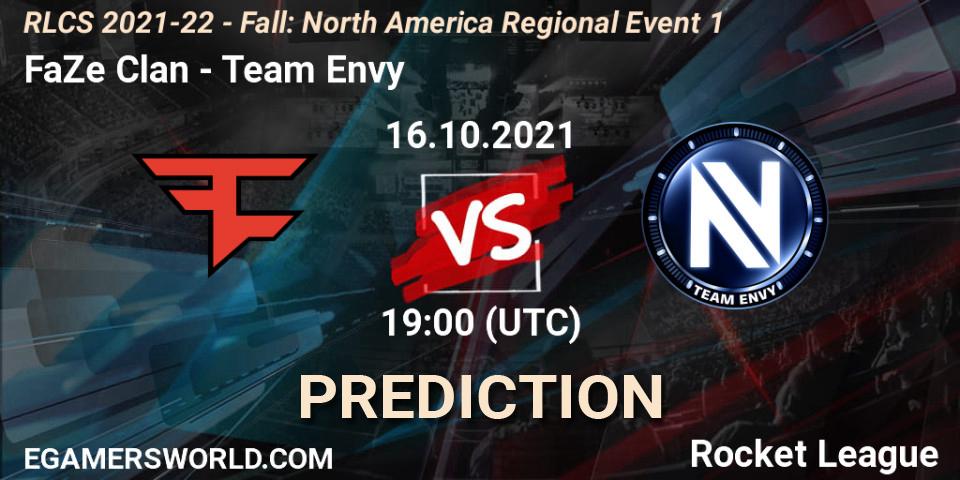 Prognoza FaZe Clan - Team Envy. 16.10.2021 at 19:00, Rocket League, RLCS 2021-22 - Fall: North America Regional Event 1