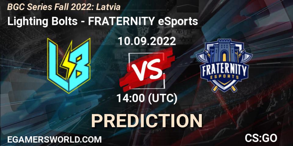 Prognoza Lighting Bolts - FRATERNITY eSports. 10.09.2022 at 14:00, Counter-Strike (CS2), BGC Series Fall 2022: Latvia