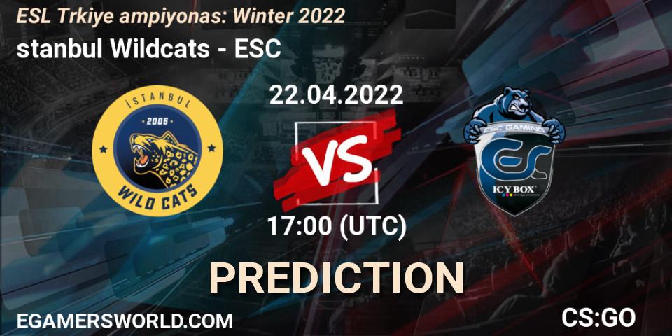 Prognoza İstanbul Wildcats - ESC. 22.04.2022 at 17:00, Counter-Strike (CS2), ESL Türkiye Şampiyonası: Winter 2022