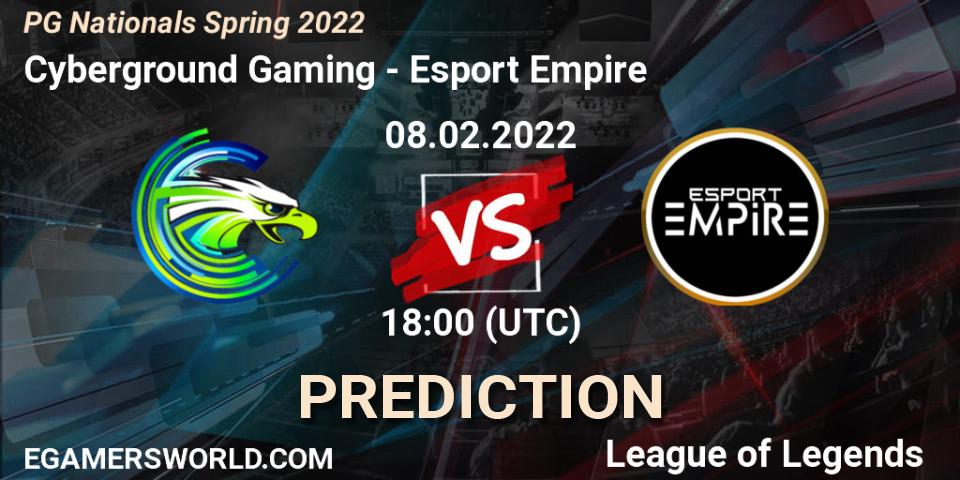 Prognoza Cyberground Gaming - Esport Empire. 08.02.2022 at 18:00, LoL, PG Nationals Spring 2022