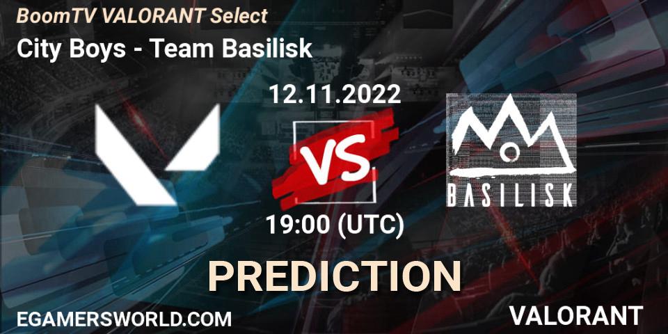 Prognoza City Boys - Team Basilisk. 12.11.2022 at 19:00, VALORANT, BoomTV VALORANT Select