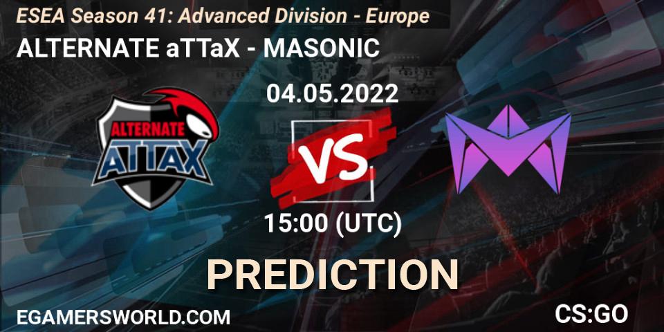 Prognoza ALTERNATE aTTaX - MASONIC. 04.05.2022 at 15:00, Counter-Strike (CS2), ESEA Season 41: Advanced Division - Europe