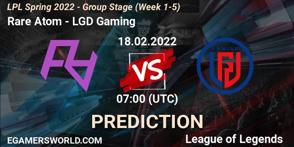 Prognoza Rare Atom - LGD Gaming. 18.02.22, LoL, LPL Spring 2022 - Group Stage (Week 1-5)