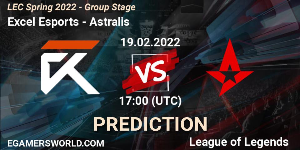 Prognoza Excel Esports - Astralis. 19.02.2022 at 16:00, LoL, LEC Spring 2022 - Group Stage
