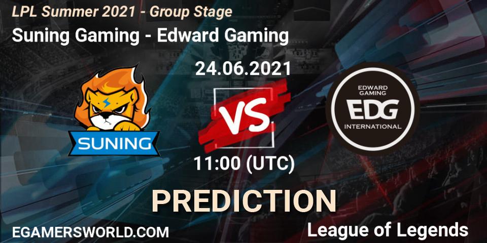 Prognoza Suning Gaming - Edward Gaming. 24.06.2021 at 11:00, LoL, LPL Summer 2021 - Group Stage