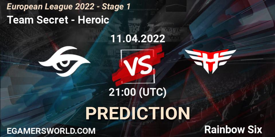 Prognoza Team Secret - Heroic. 11.04.2022 at 21:00, Rainbow Six, European League 2022 - Stage 1