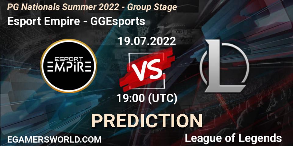 Prognoza Esport Empire - GGEsports. 19.07.2022 at 19:00, LoL, PG Nationals Summer 2022 - Group Stage