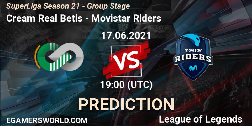 Prognoza Cream Real Betis - Movistar Riders. 17.06.2021 at 19:00, LoL, SuperLiga Season 21 - Group Stage 