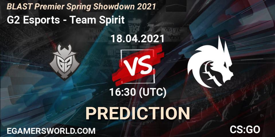 Prognoza G2 Esports - Team Spirit. 18.04.2021 at 13:30, Counter-Strike (CS2), BLAST Premier Spring Showdown 2021