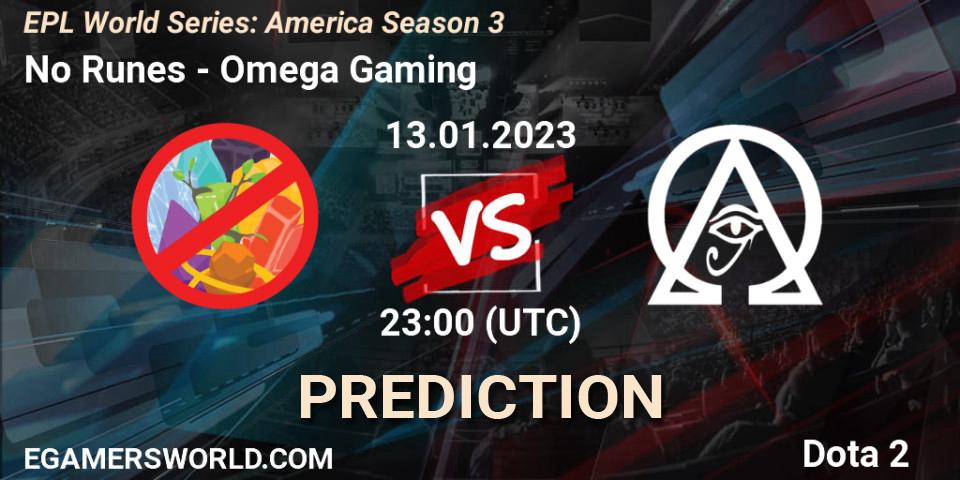 Prognoza No Runes - Omega Gaming. 13.01.23, Dota 2, EPL World Series: America Season 3