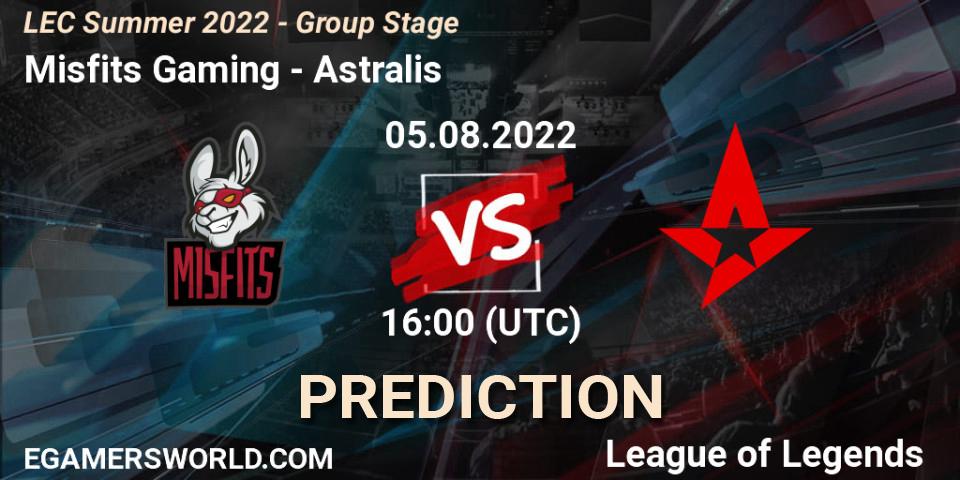 Prognoza Misfits Gaming - Astralis. 05.08.22, LoL, LEC Summer 2022 - Group Stage