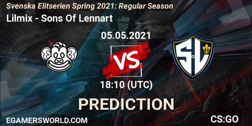 Prognoza Lilmix - Sons Of Lennart. 05.05.2021 at 18:10, Counter-Strike (CS2), Svenska Elitserien Spring 2021: Regular Season
