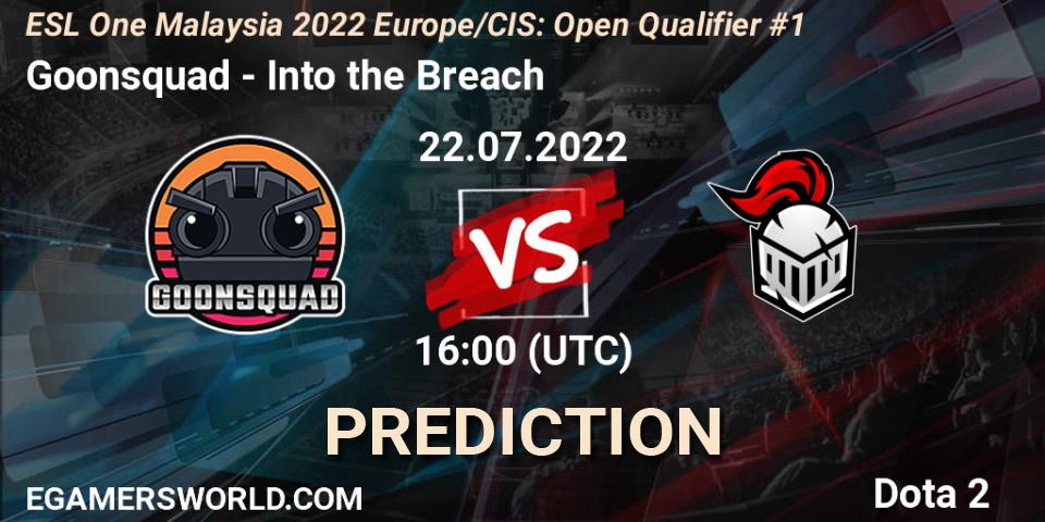 Prognoza Goonsquad - Into the Breach. 22.07.2022 at 16:00, Dota 2, ESL One Malaysia 2022 Europe/CIS: Open Qualifier #1