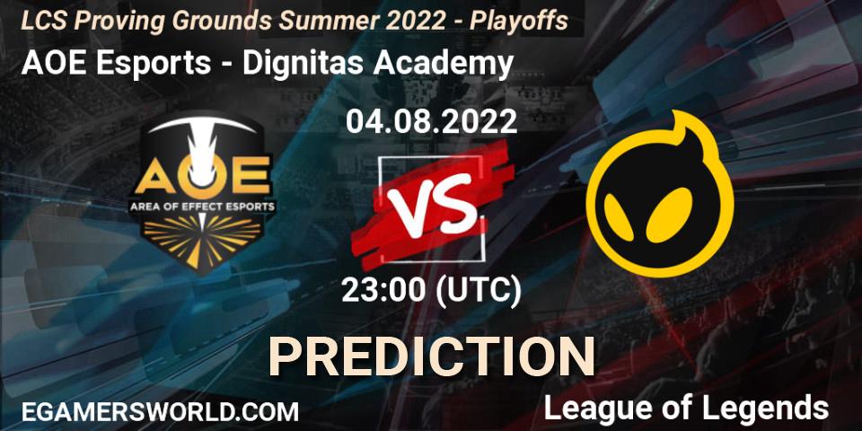 Prognoza AOE Esports - Dignitas Academy. 04.08.2022 at 22:00, LoL, LCS Proving Grounds Summer 2022 - Playoffs