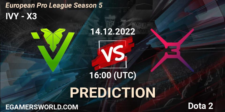 Prognoza IVY - X3. 14.12.2022 at 16:00, Dota 2, European Pro League Season 5