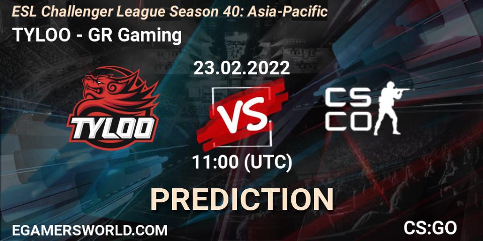Prognoza TYLOO - GR Gaming. 23.02.22, CS2 (CS:GO), ESL Challenger League Season 40: Asia-Pacific