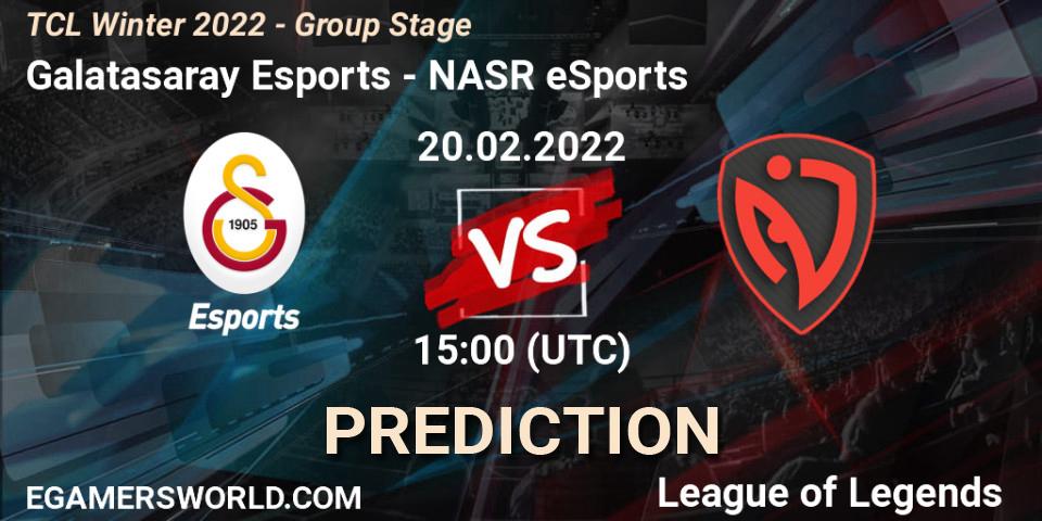 Prognoza Galatasaray Esports - NASR eSports. 20.02.2022 at 15:00, LoL, TCL Winter 2022 - Group Stage