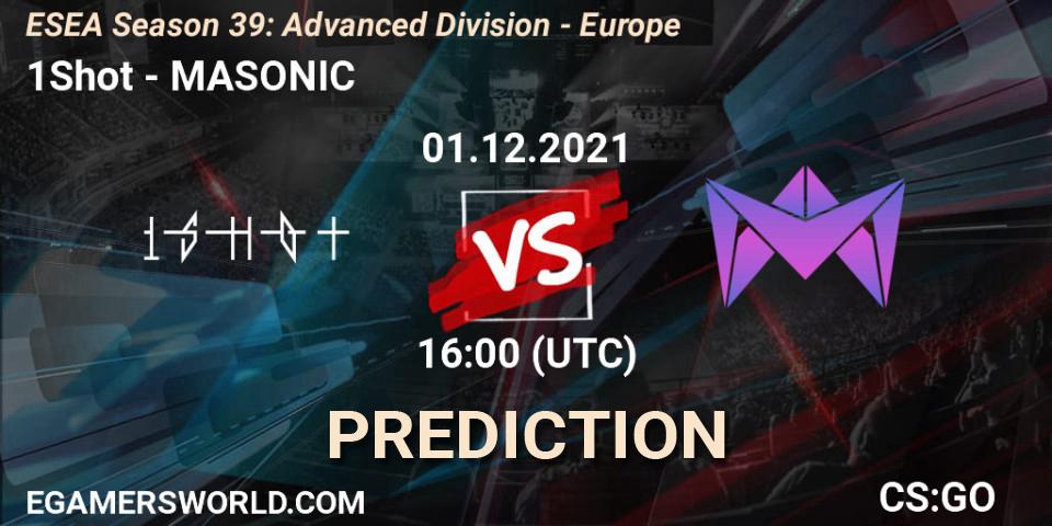 Prognoza 1Shot - MASONIC. 01.12.2021 at 16:00, Counter-Strike (CS2), ESEA Season 39: Advanced Division - Europe