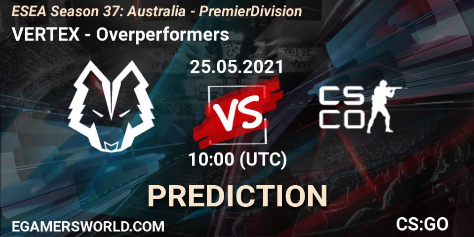 Prognoza VERTEX - Overperformers. 25.05.2021 at 10:00, Counter-Strike (CS2), ESEA Season 37: Australia - Premier Division