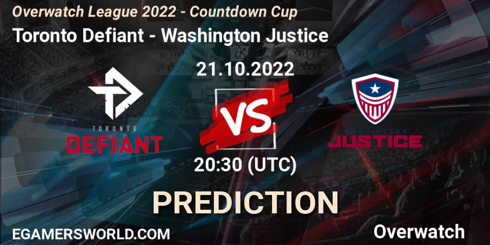 Prognoza Toronto Defiant - Washington Justice. 21.10.22, Overwatch, Overwatch League 2022 - Countdown Cup