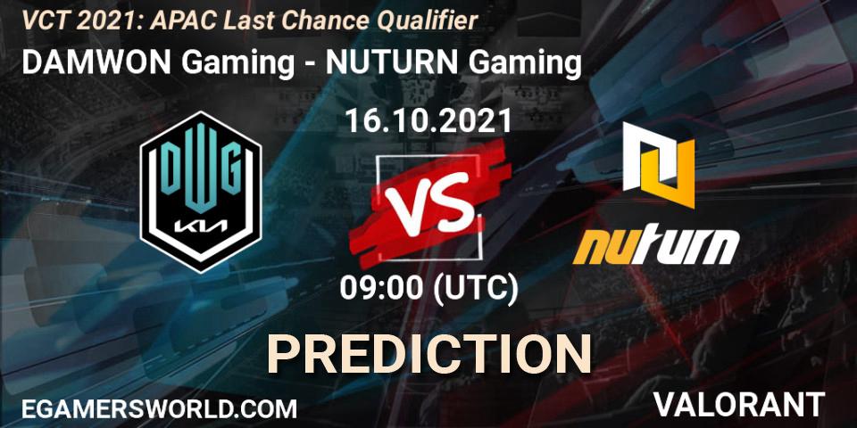 Prognoza DAMWON Gaming - NUTURN Gaming. 16.10.2021 at 09:00, VALORANT, VCT 2021: APAC Last Chance Qualifier