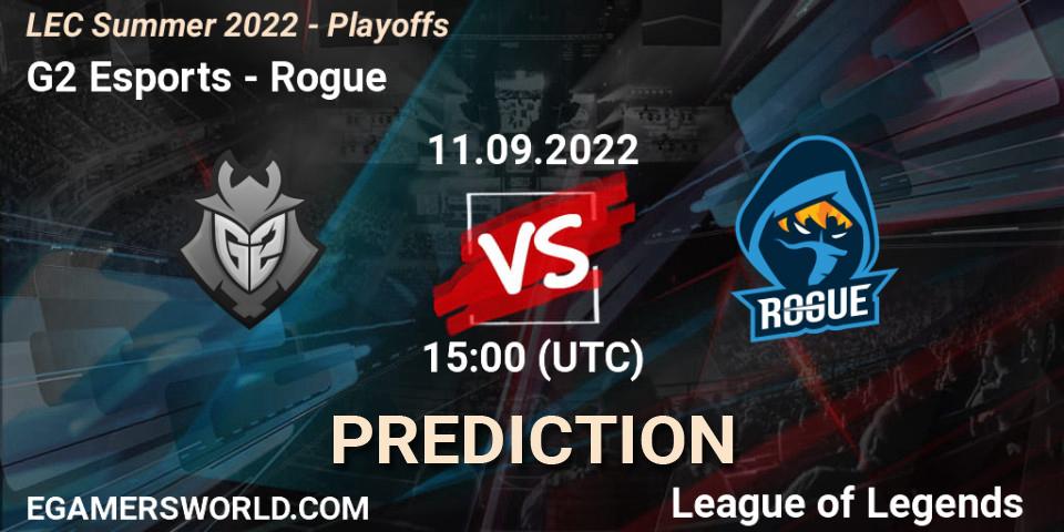 Prognoza G2 Esports - Rogue. 11.09.2022 at 15:00, LoL, LEC Summer 2022 - Playoffs