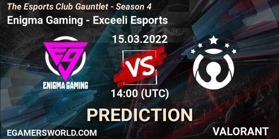Prognoza Enigma Gaming - Exceeli Esports. 15.03.2022 at 13:30, VALORANT, The Esports Club Gauntlet - Season 4