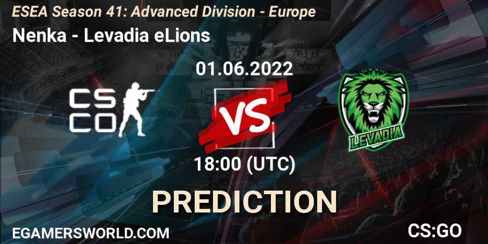 Prognoza Nenka - Levadia eLions. 01.06.2022 at 18:00, Counter-Strike (CS2), ESEA Season 41: Advanced Division - Europe
