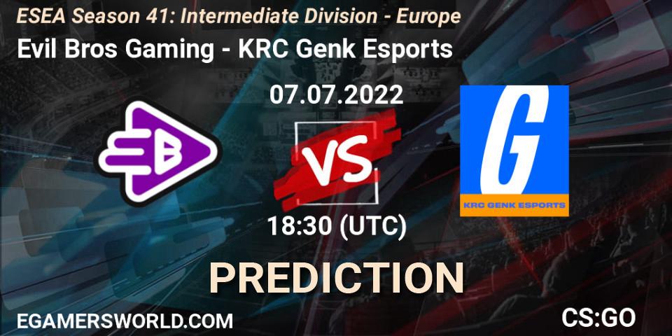 Prognoza Evil Bros Gaming - ex-KRC Genk. 07.07.2022 at 18:30, Counter-Strike (CS2), ESEA Season 41: Intermediate Division - Europe
