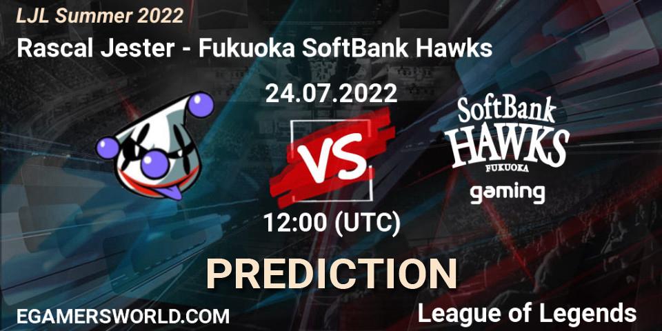 Prognoza Rascal Jester - Fukuoka SoftBank Hawks. 24.07.2022 at 12:00, LoL, LJL Summer 2022