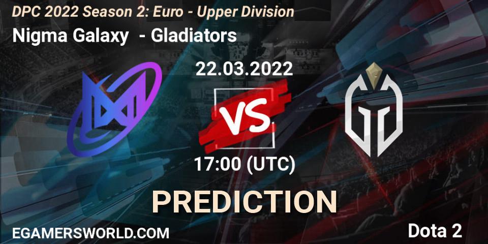 Prognoza Nigma Galaxy - Gladiators. 03.04.22, Dota 2, DPC 2021/2022 Tour 2 (Season 2): WEU (Euro) Divison I (Upper) - DreamLeague Season 17