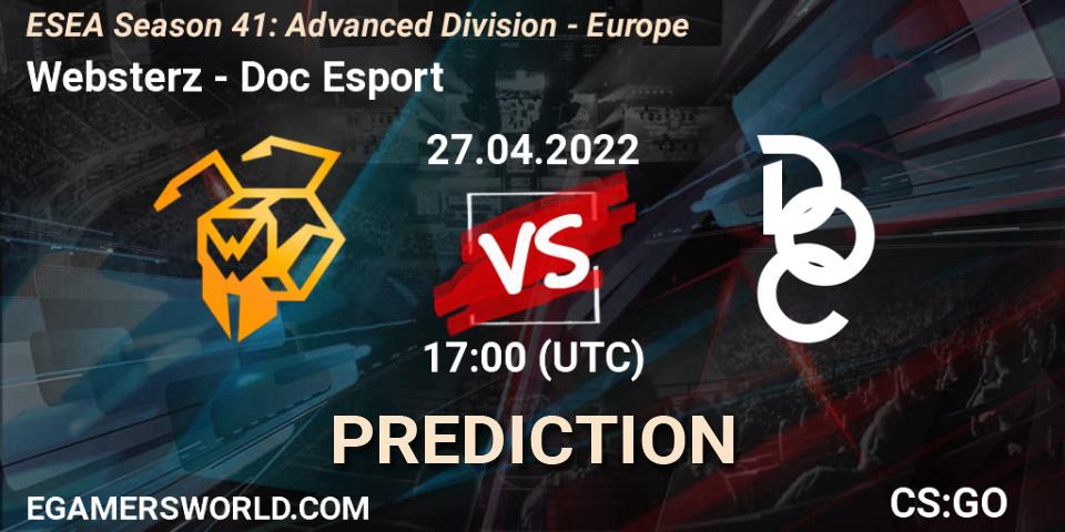 Prognoza Websterz - Doc Esport. 27.04.2022 at 17:00, Counter-Strike (CS2), ESEA Season 41: Advanced Division - Europe