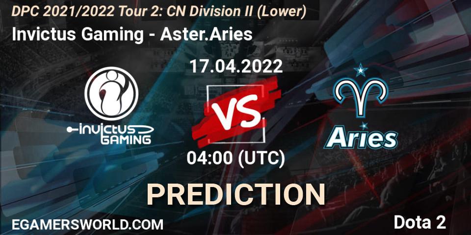 Prognoza Invictus Gaming - Aster.Aries. 17.04.22, Dota 2, DPC 2021/2022 Tour 2: CN Division II (Lower)