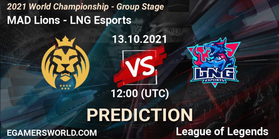 Prognoza MAD Lions - LNG Esports. 18.10.2021 at 16:10, LoL, 2021 World Championship - Group Stage