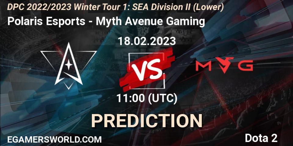 Prognoza Polaris Esports - Myth Avenue Gaming. 19.02.23, Dota 2, DPC 2022/2023 Winter Tour 1: SEA Division II (Lower)