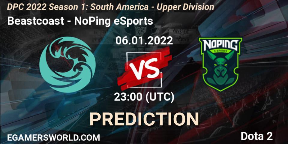 Prognoza Beastcoast - NoPing eSports. 06.01.2022 at 23:02, Dota 2, DPC 2022 Season 1: South America - Upper Division