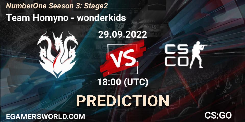 Prognoza Team Homyno - wonderkids. 29.09.2022 at 18:00, Counter-Strike (CS2), NumberOne Season 3: Stage 2