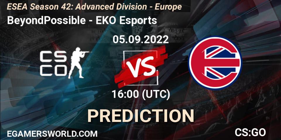 Prognoza BeyondPossible - EKO Esports. 05.09.2022 at 16:00, Counter-Strike (CS2), ESEA Season 42: Advanced Division - Europe